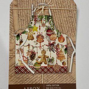 Michel Design Works Chef's Apron Holiday Treats Gingerbread Man Cookies Holly 